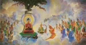 "Buddha preaching Abhidhamma in Tavatimsa" by Hintha - Own work. Licensed under CC BY-SA 3.0 via Wikimedia Commons - https://commons.wikimedia.org/wiki/File:Buddha_preaching_Abhidhamma_in_Tavatimsa.jpg#/media/File:Buddha_preaching_Abhidhamma_in_Tavatimsa.jpg