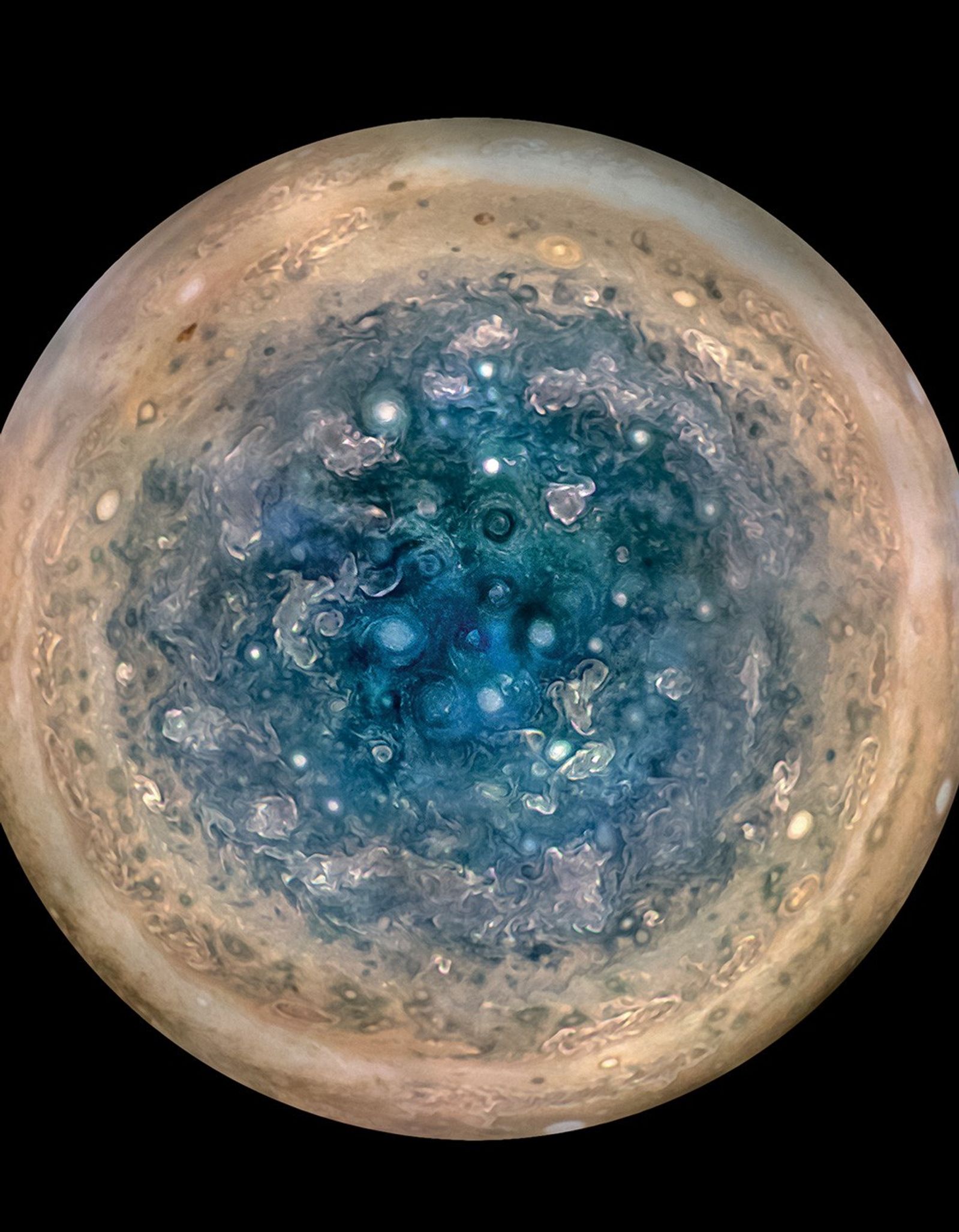 Jupiter's north pole, as seen from the Juno Spacecraft, NASA