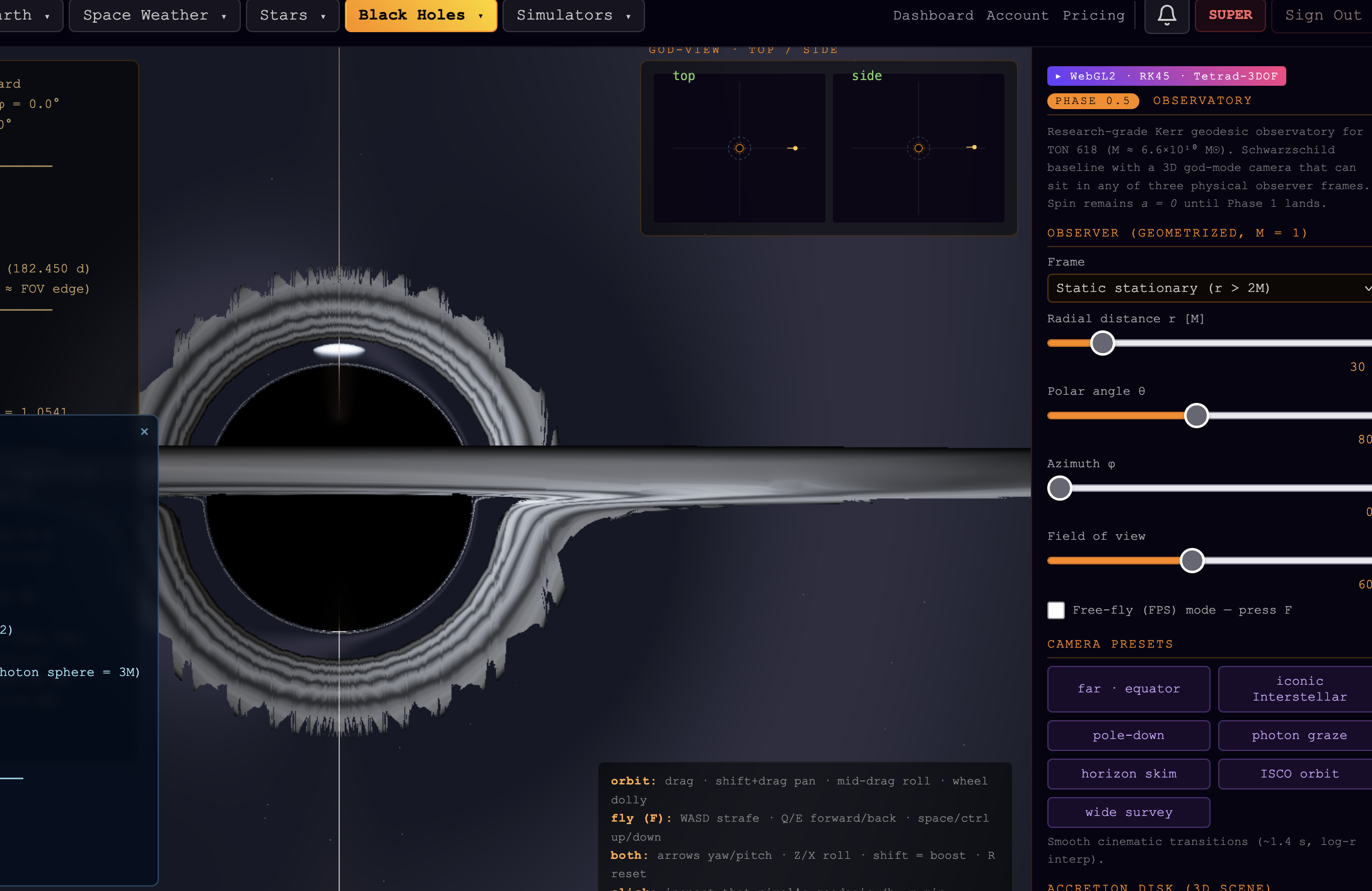 alt="Ton 618 black hole simulation visualization in Parker's Physics2"