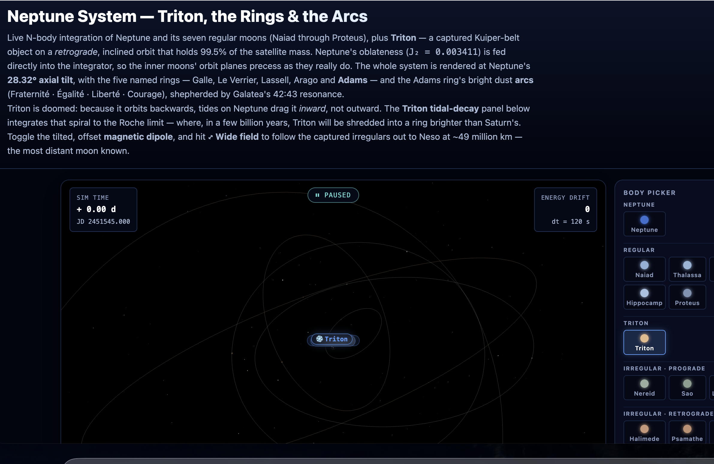 Neptune planetary simulation
