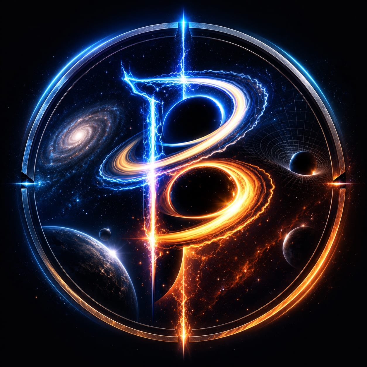 Parker’s Physics logo with metallic P emblem